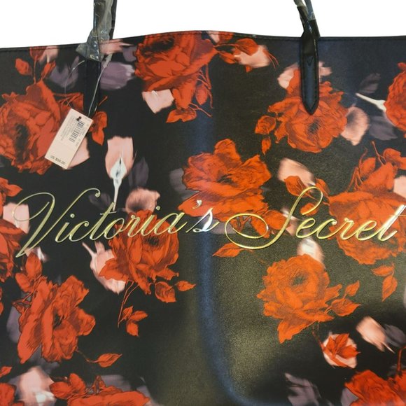 NWT Victoria Secret Tote Bag Floral Roses Gold Lettering *READ* - Picture 3 of 10